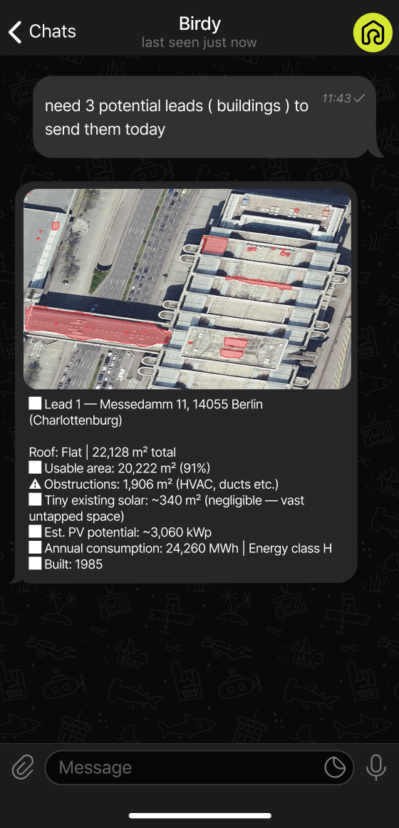Telegram-Chat-Oberfläche